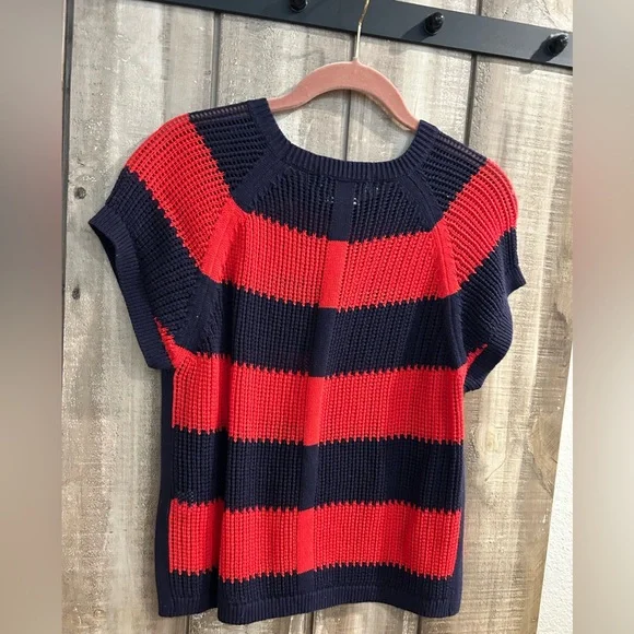 NWT Clare V. Red and blue knit top, M - Picture 9 of 12